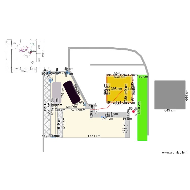 Carport V1. Plan de 9 pièces et 222 m2