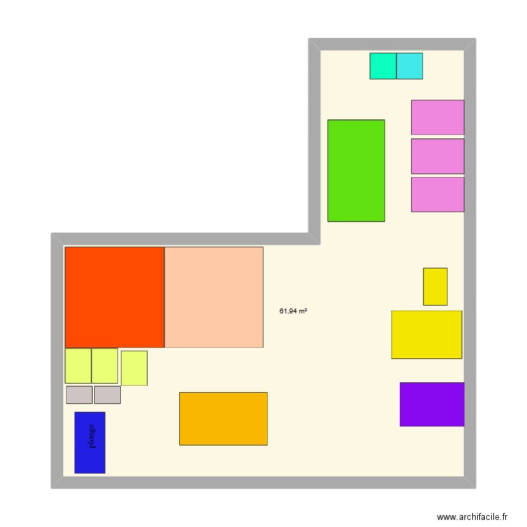 Villard 60. Plan de 1 pièce et 62 m2