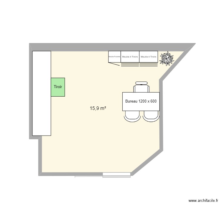 Plan Dr LABERTE. Plan de 1 pièce et 16 m2