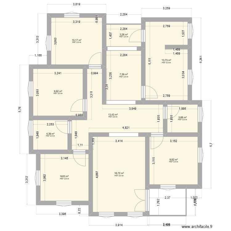 libasse . Plan de 11 pièces et 102 m2