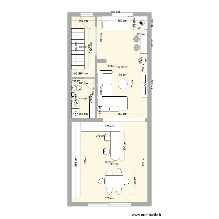 Nancy Projeté. Plan de 4 pièces et 65 m2