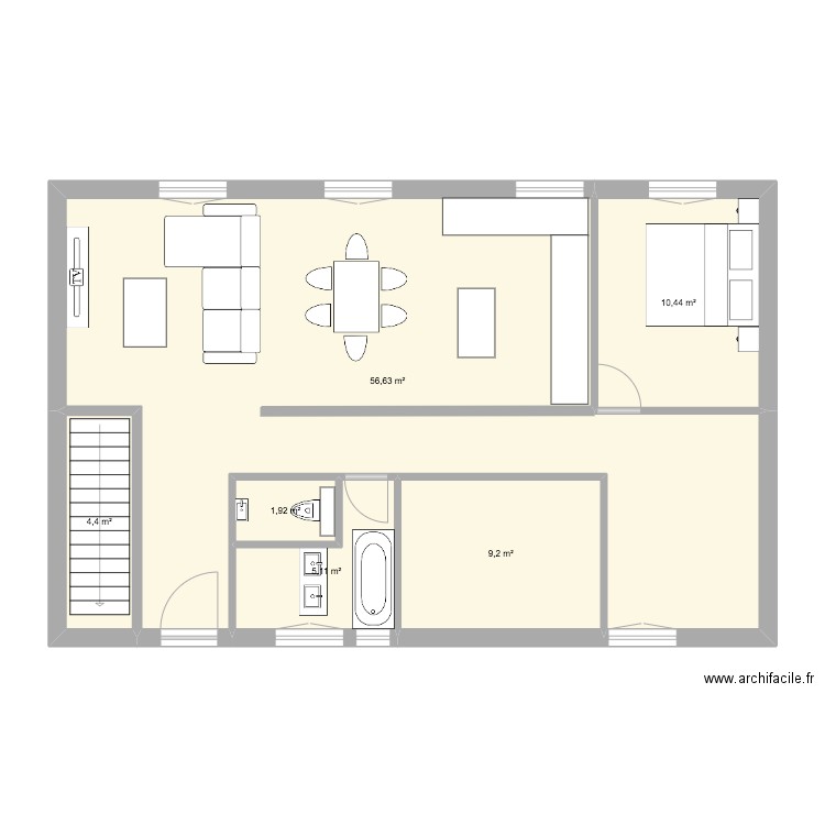 TREMBLAY 3. Plan de 6 pièces et 88 m2