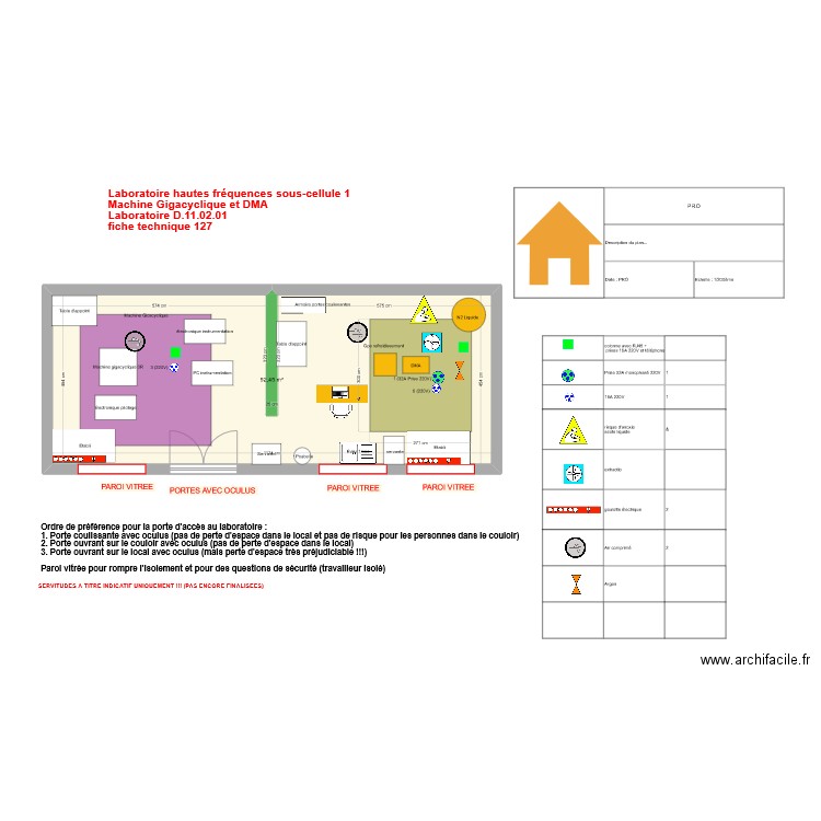 Fiche 127_ Labo hautes fréquences sous cellule 1 V4bis. Plan de 1 pièce et 52 m2