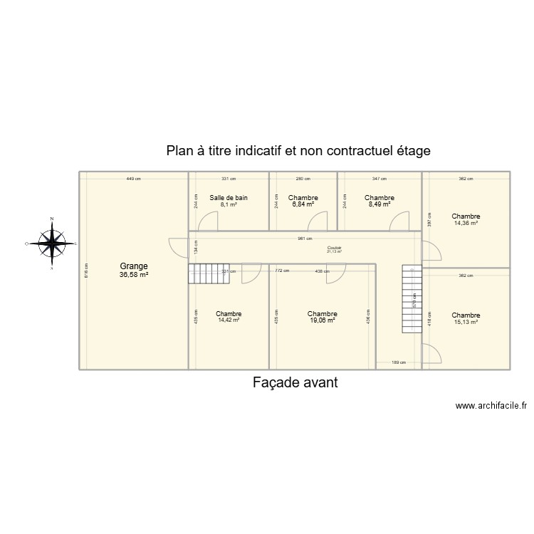 aublin étage. Plan de 9 pièces et 144 m2