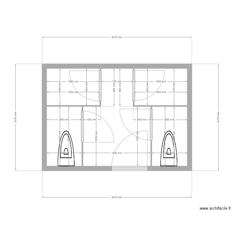 SANITAIRE 3EME GAUCHE AUTRE. Plan de 5 pièces et 7 m2