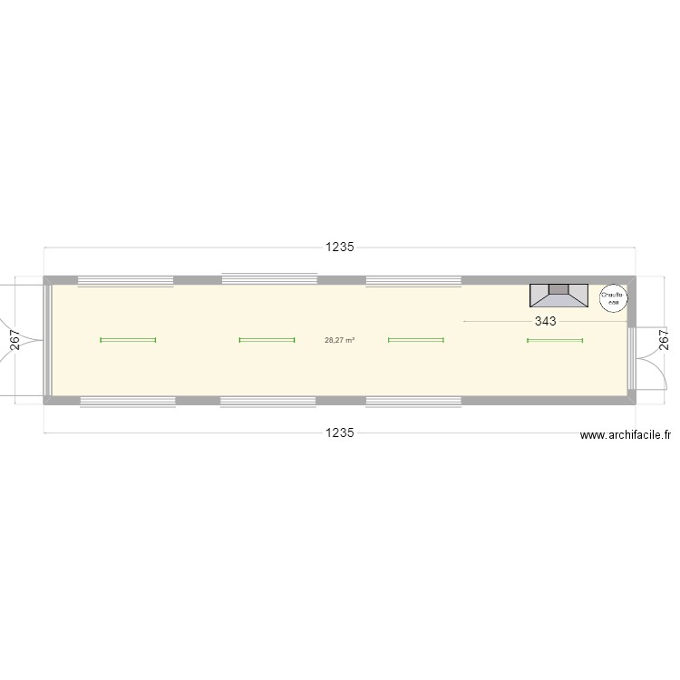 containers moulin neuf. Plan de 1 pièce et 28 m2