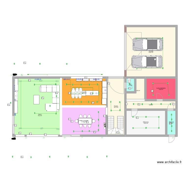 plan vezon 1 étage. Plan de 22 pièces et 342 m2