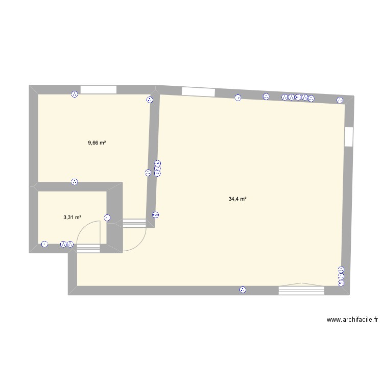 Appartement. Plan de 3 pièces et 47 m2