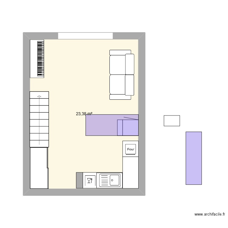 appart2. Plan de 1 pièce et 23 m2