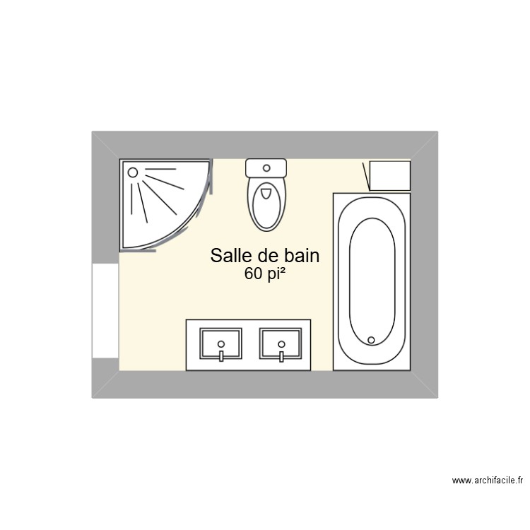 salle de bain Dany. Plan de 1 pièce et 6 m2