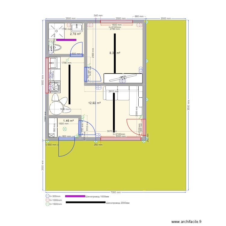 30 Углич эл св. Plan de 5 pièces et 52 m2