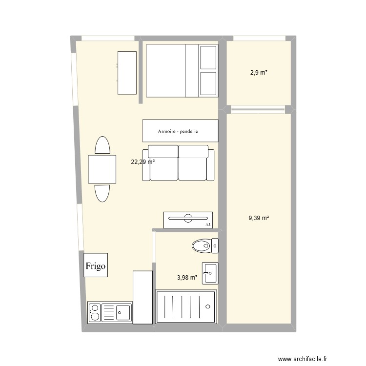 RCD NORD N°1. Plan de 4 pièces et 39 m2