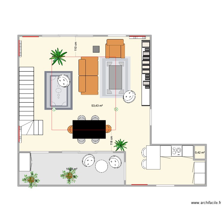 CHABAS1. Plan de 3 pièces et 64 m2