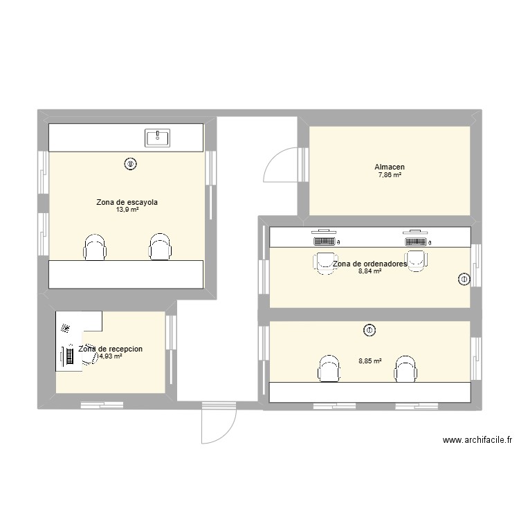 Nº1 LABORATORIO. Plan de 5 pièces et 44 m2