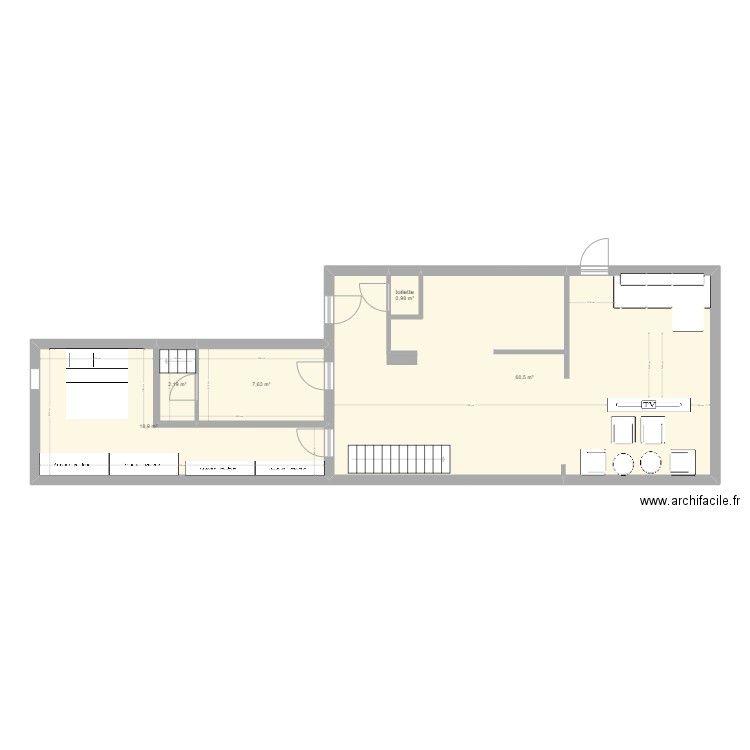 maison 2. Plan de 5 pièces et 90 m2