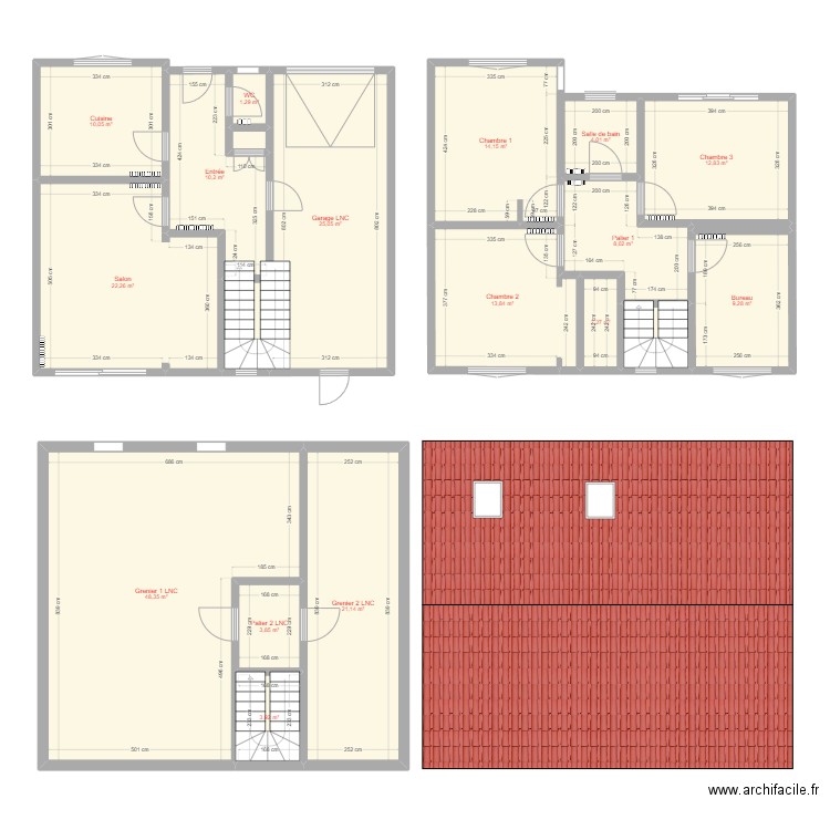 Maison PS. Plan de 20 pièces et 217 m2