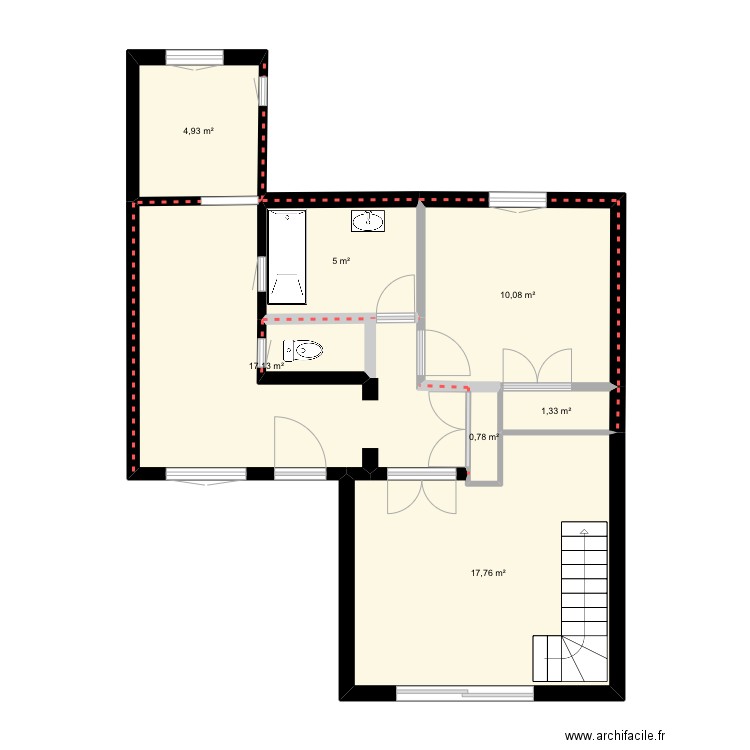 appart 79. Plan de 7 pièces et 57 m2