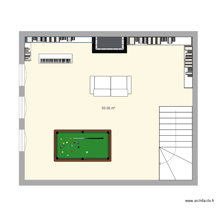 la tour. Plan de 1 pièce et 50 m2