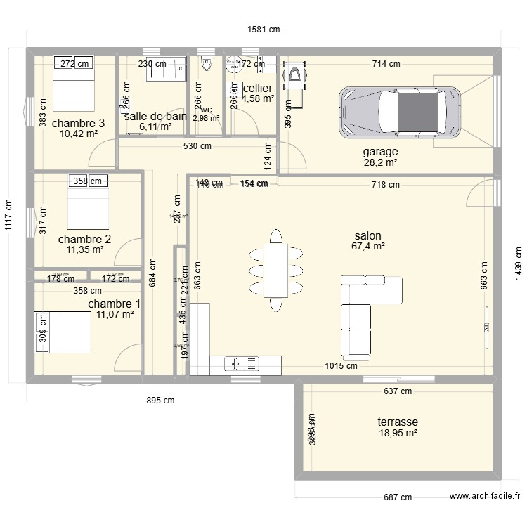 morgan 5. Plan de 14 pièces et 178 m2