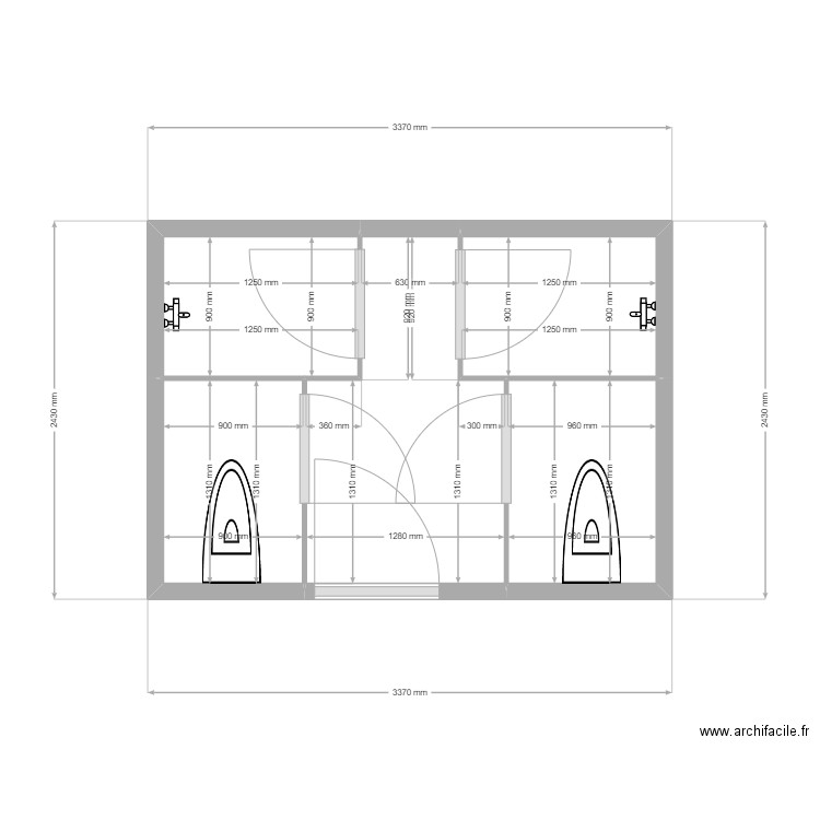 SANITAIRE 2EME GAUCHE. Plan de 5 pièces et 7 m2