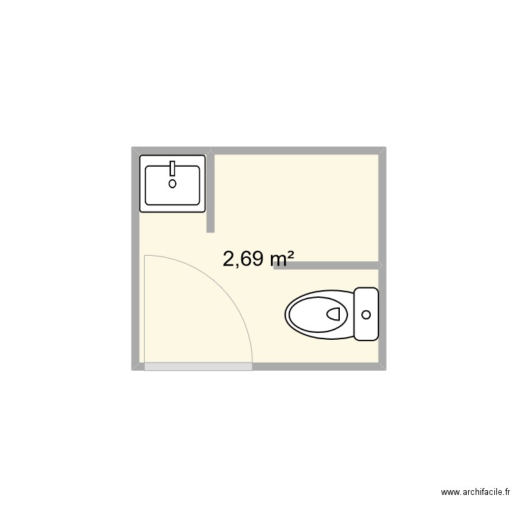 sde rdc. Plan de 1 pièce et 3 m2