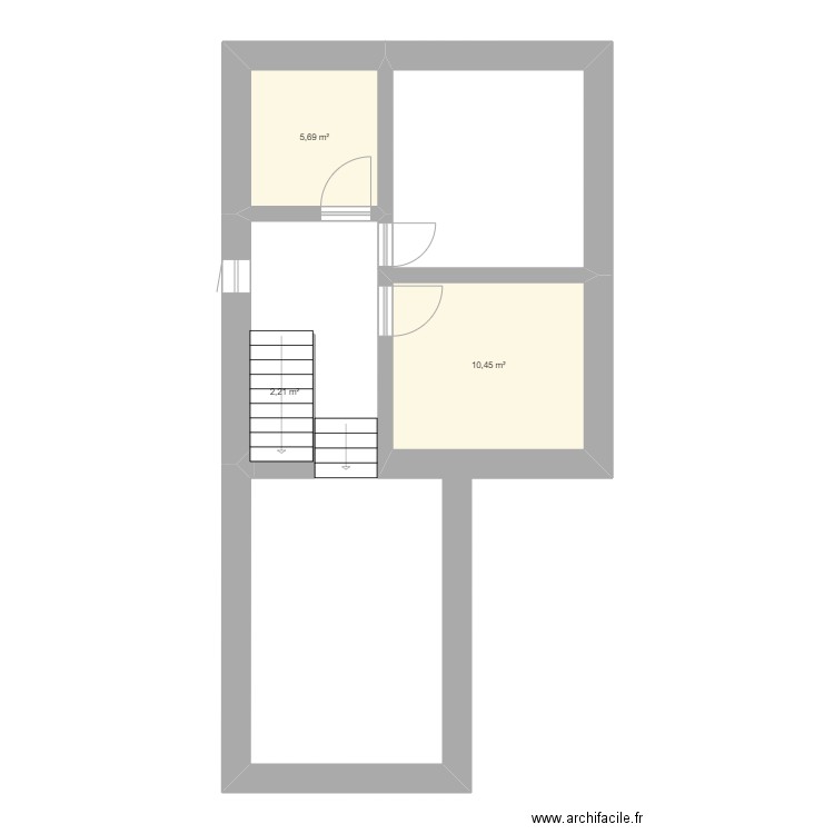 RDC ORIGINE. Plan de 3 pièces et 18 m2