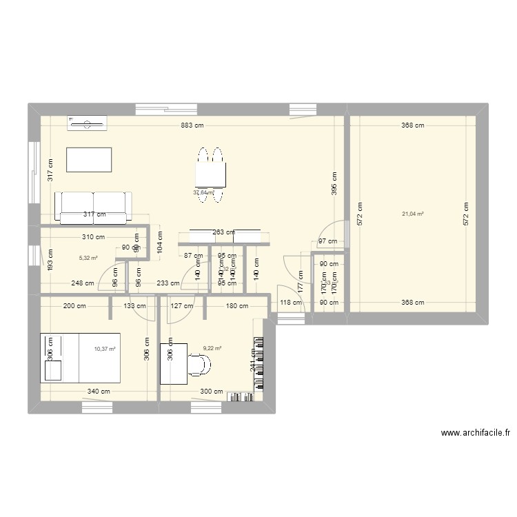 maison 1. Plan de 7 pièces et 86 m2