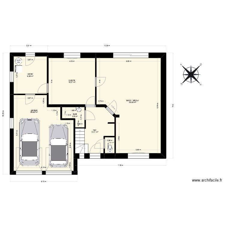 Plan rdc 2. Plan de 7 pièces et 108 m2