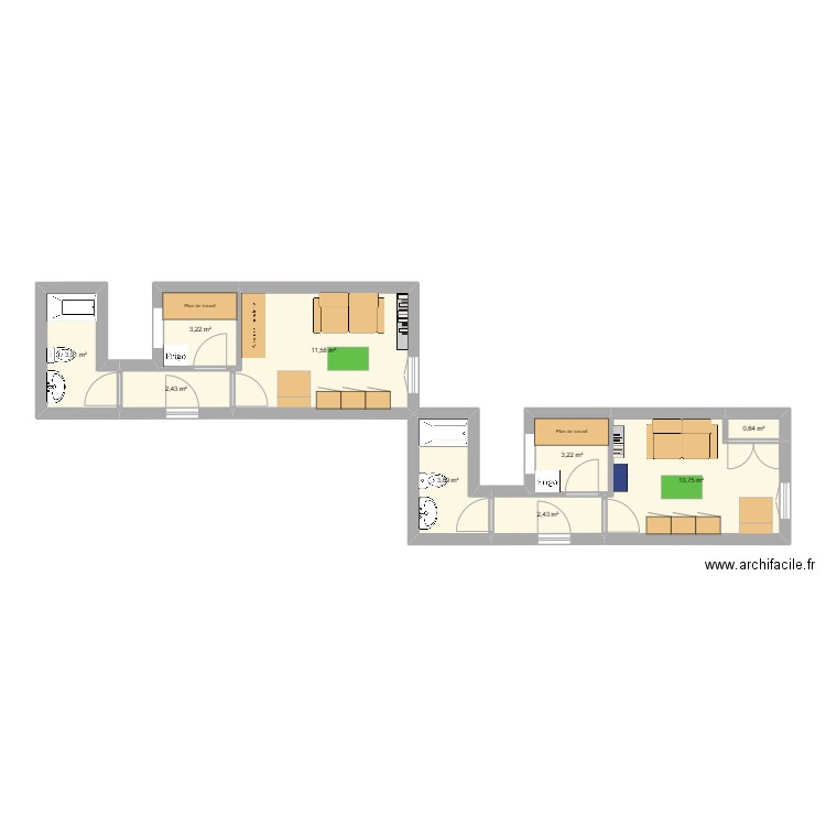 Sarra_House. Plan de 9 pièces et 42 m2