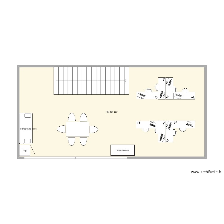 Etage bureau. Plan de 1 pièce et 50 m2