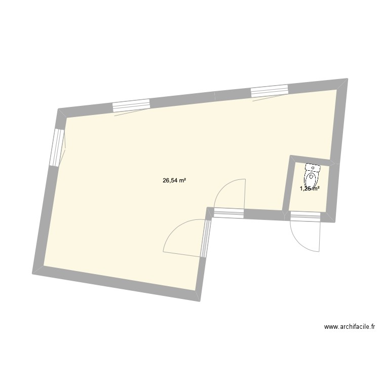 SDB 1ER ETAGE. Plan de 2 pièces et 28 m2