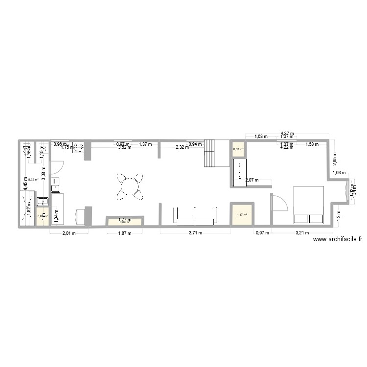 FERME. Plan de 5 pièces et 9 m2