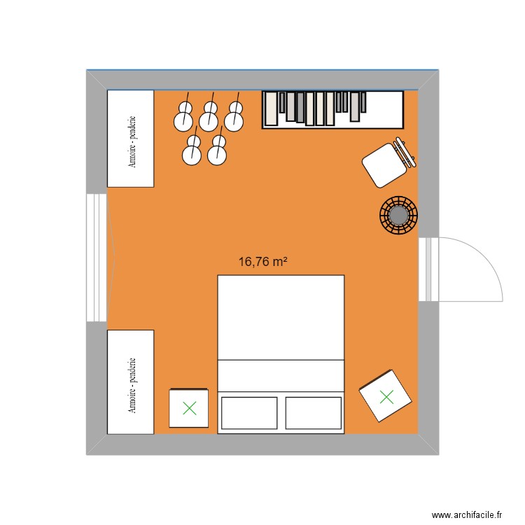 Chambre de Justin. Plan de 1 pièce et 17 m2