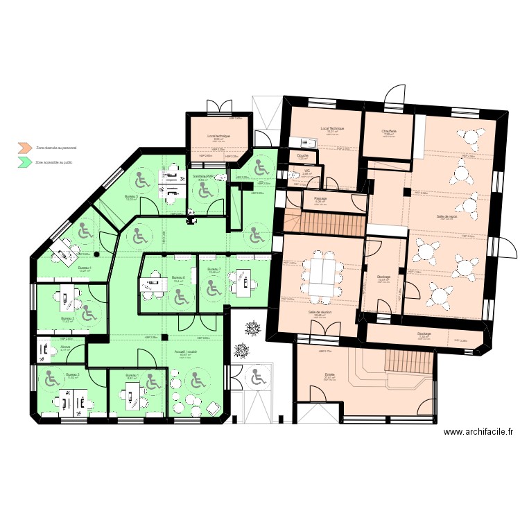 Tarbes 9 RDC - EDL. Plan de 23 pièces et 329 m2