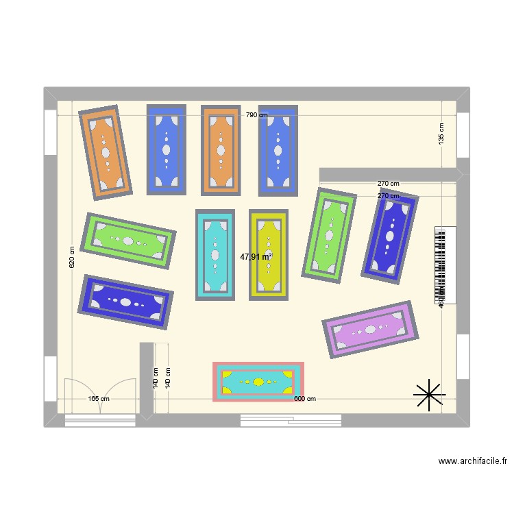 Petite grange. Plan de 1 pièce et 48 m2