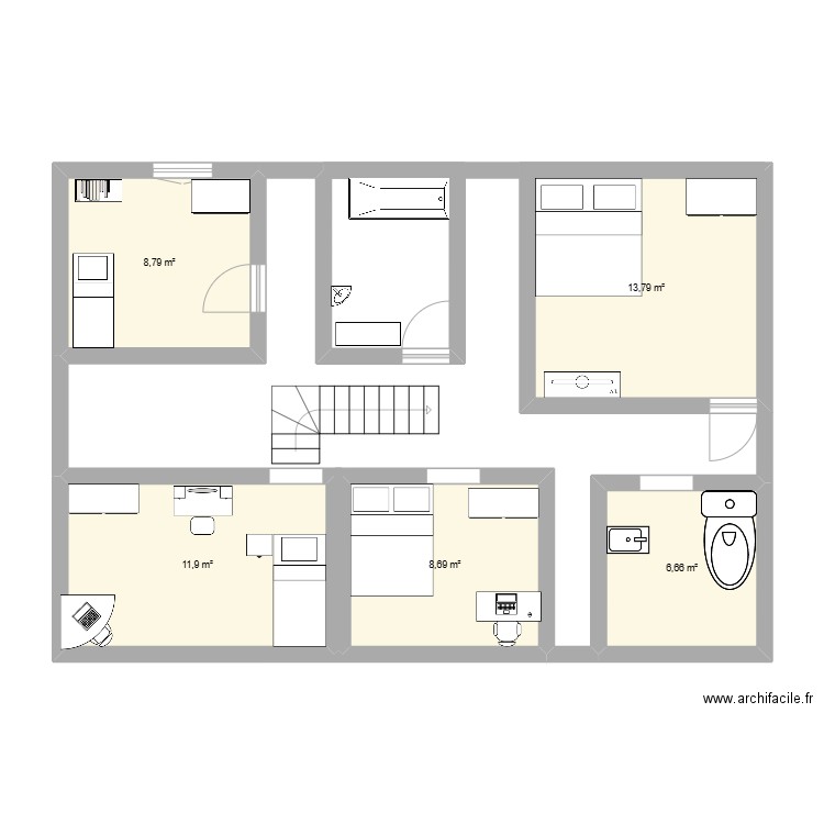 english 1st floor. Plan de 5 pièces et 50 m2