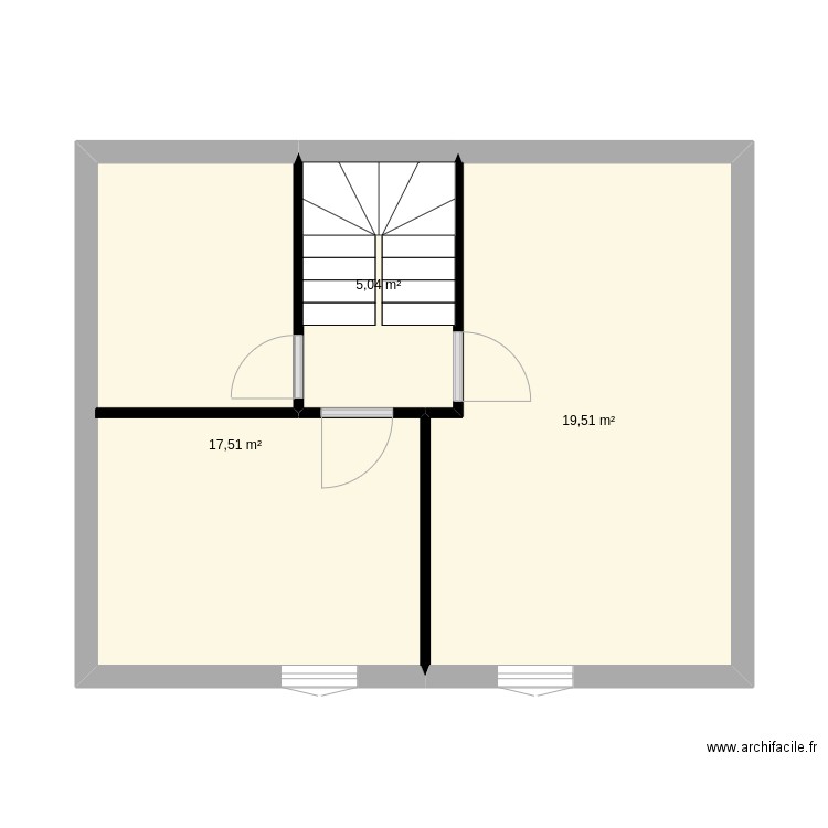 Maison Plémy étage 1. Plan de 3 pièces et 42 m2