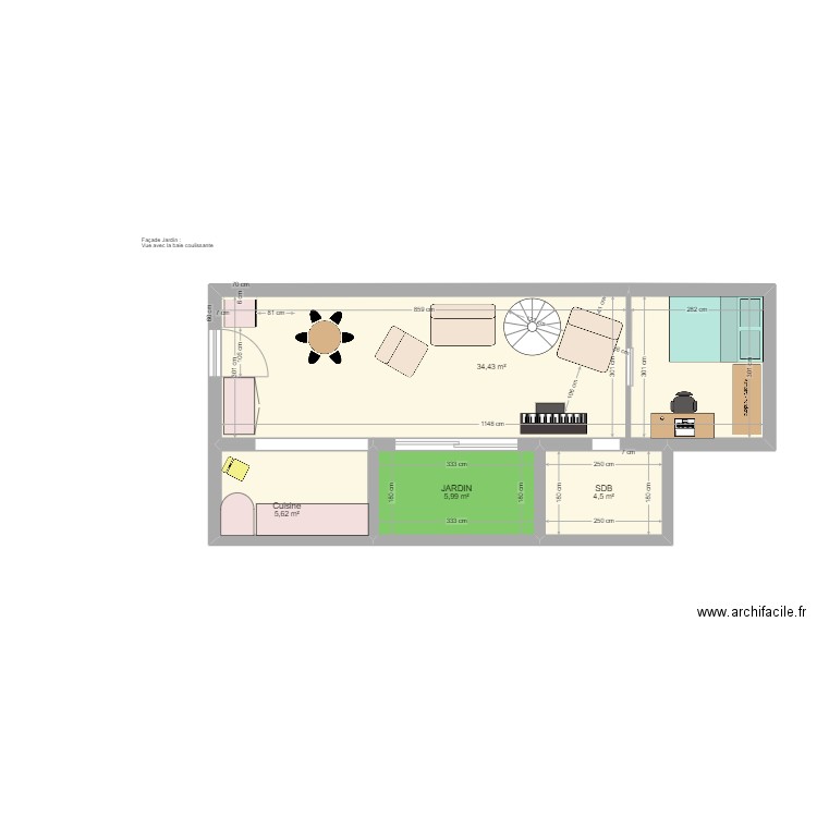 RDC MEUBLE 19 SEPT 2024. Plan de 4 pièces et 51 m2