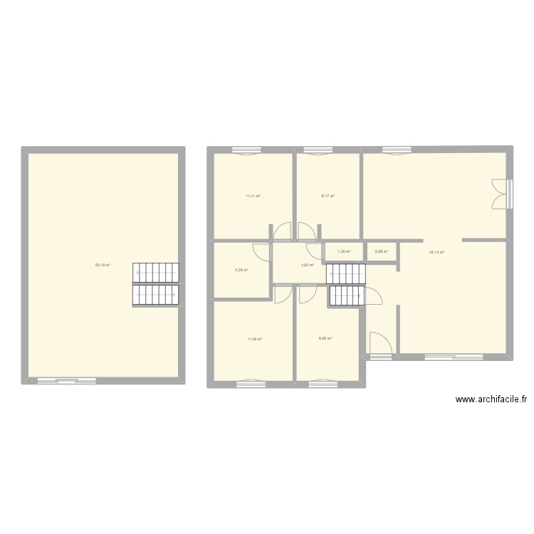 maison grange. Plan de 10 pièces et 163 m2