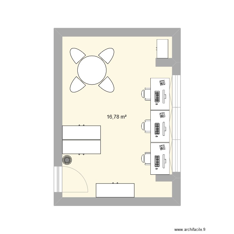 Cdr. Plan de 1 pièce et 17 m2