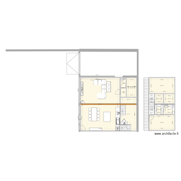 mugi. Plan de 16 pièces et 111 m2