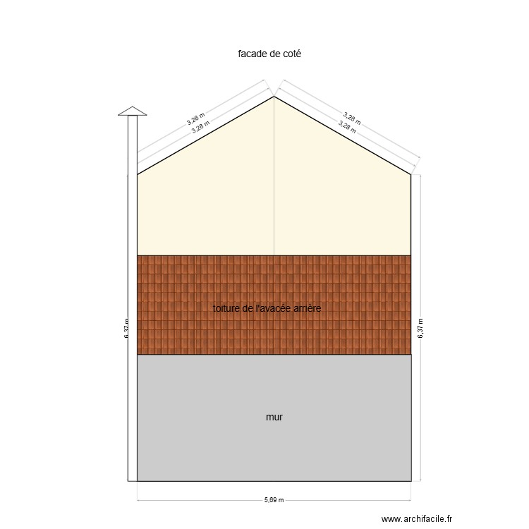 facade coté. Plan de 0 pièce et 0 m2