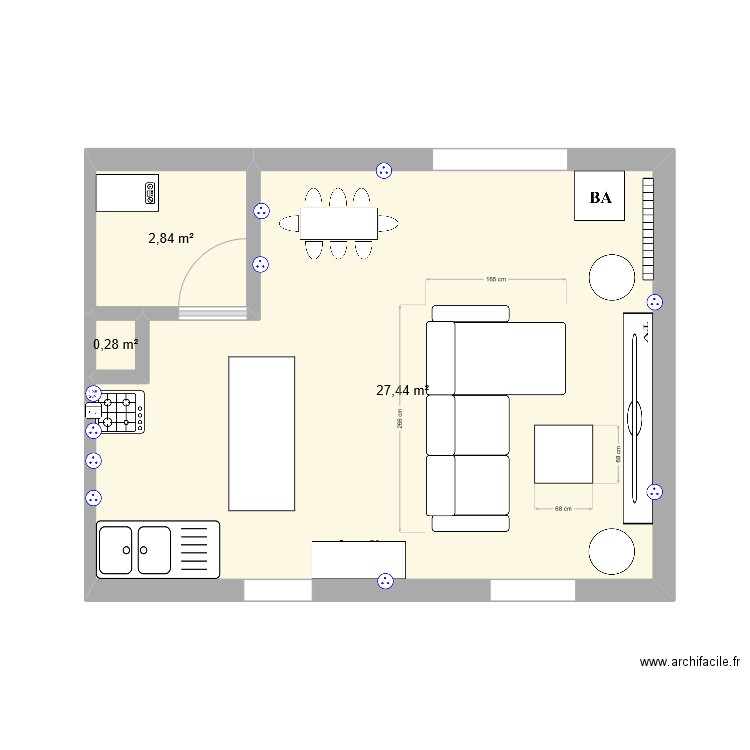 Gilly1. Plan de 3 pièces et 31 m2