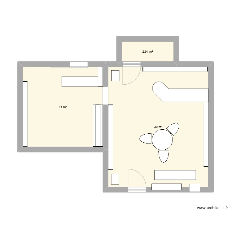 au camélia. Plan de 3 pièces et 49 m2