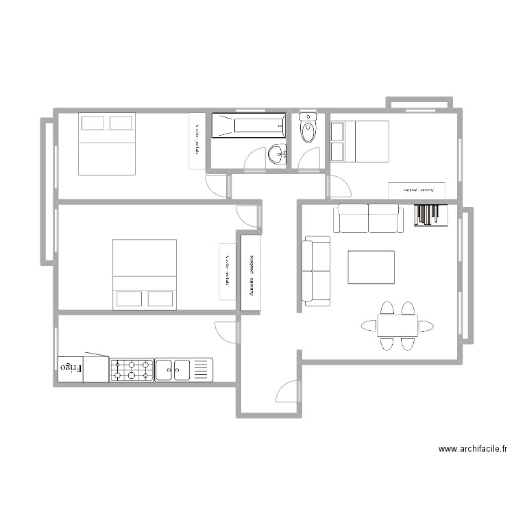 Plan Meudon. Plan de 10 pièces et 56 m2