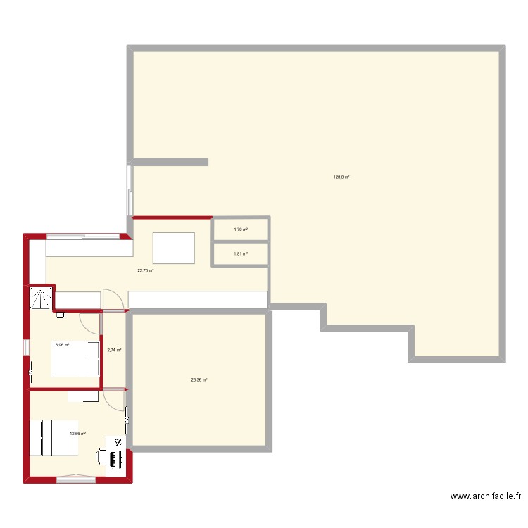 extension. Plan de 8 pièces et 207 m2