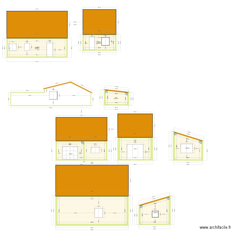 Plan de facade et toiture démo . Plan de 8 pièces et 137 m2