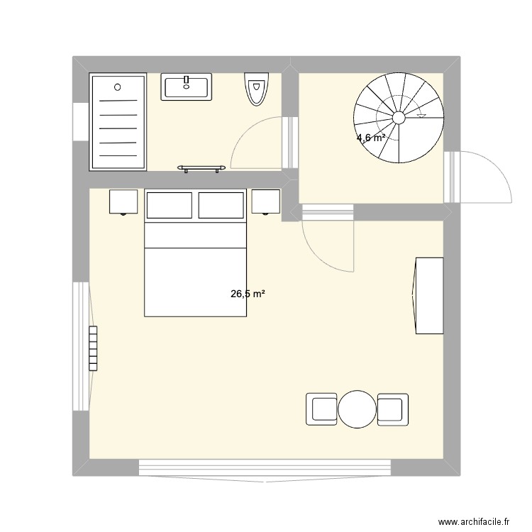 Annexe Doussard RDC. Plan de 2 pièces et 31 m2