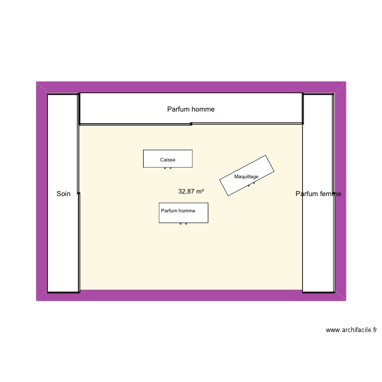 Mmm. Plan de 1 pièce et 33 m2