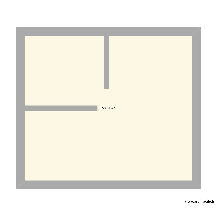 Test RDC. Plan de 1 pièce et 59 m2